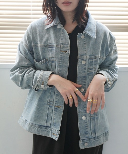 SELECT LEVERY(セレクトリベリー)の「リサイクルデニムルーズジャケット(デニムジャケット・レディース・ブラック/ワンウォッシュ/ブルー/ホワイト・LARGE/MEDIUM)」の12枚目の写真