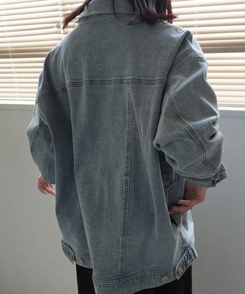 SELECT LEVERY(セレクトリベリー)の「リサイクルデニムルーズジャケット(デニムジャケット・レディース・ブラック/ワンウォッシュ/ブルー/ホワイト・LARGE/MEDIUM)」の14枚目の写真
