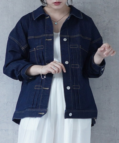 SELECT LEVERY(セレクトリベリー)の「リサイクルデニムルーズジャケット(デニムジャケット・レディース・ブラック/ワンウォッシュ/ブルー/ホワイト・LARGE/MEDIUM)」の17枚目の写真