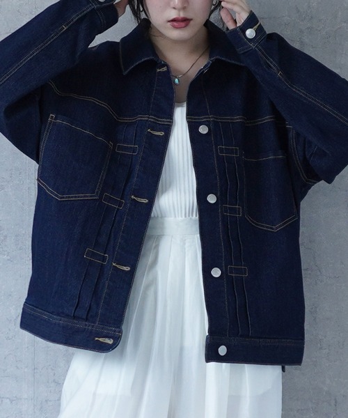 SELECT LEVERY(セレクトリベリー)の「リサイクルデニムルーズジャケット(デニムジャケット・レディース・ブラック/ワンウォッシュ/ブルー/ホワイト・LARGE/MEDIUM)」の18枚目の写真