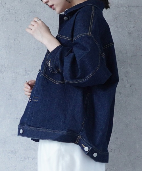 SELECT LEVERY(セレクトリベリー)の「リサイクルデニムルーズジャケット(デニムジャケット・レディース・ブラック/ワンウォッシュ/ブルー/ホワイト・LARGE/MEDIUM)」の20枚目の写真