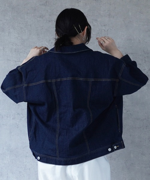 SELECT LEVERY(セレクトリベリー)の「リサイクルデニムルーズジャケット(デニムジャケット・レディース・ブラック/ワンウォッシュ/ブルー/ホワイト・LARGE/MEDIUM)」の21枚目の写真