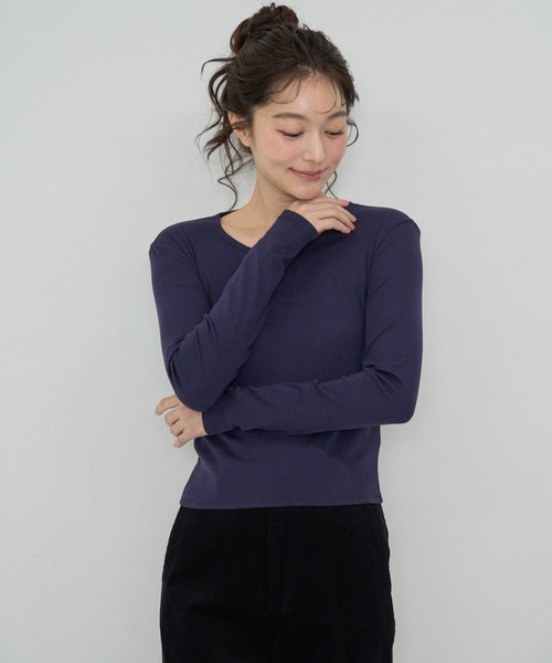 Cla STEllaR(クラステラ)の「healthy long shirt(Tシャツ/カットソー・レディース・ネイビー/ブラウン/アイボリー・FREE)」の6枚目の写真
