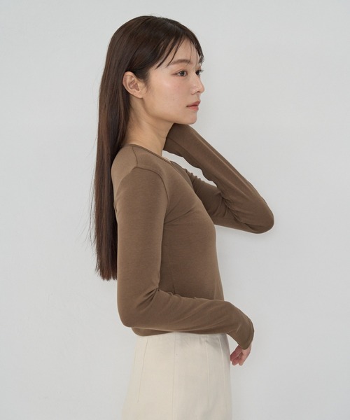 Cla STEllaR(クラステラ)の「healthy long shirt(Tシャツ/カットソー・レディース・ネイビー/ブラウン/アイボリー・FREE)」の5枚目の写真