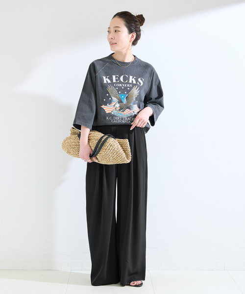B.C STOCK（ベーセーストック）の「《追加4》【WEB限定】ウォッシャブル / タックワイドパンツ（スラックス・レディース・ブラック・MEDIUM/SMALL）」の2枚目の写真