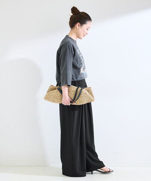 B.C STOCK（ベーセーストック）の「《追加4》【WEB限定】ウォッシャブル / タックワイドパンツ（スラックス・レディース・ブラック・MEDIUM/SMALL）」の3枚目の写真