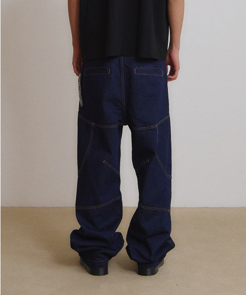 Back Slit Regular Denim Pants