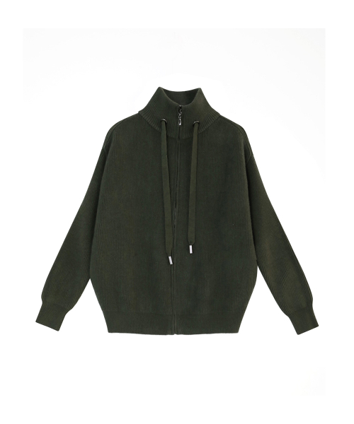 VASCARA(バスカラ)の「Turtleneck Zip-Up Knit Cardigan (5colors)(ニット/セーター・レディース・カーキ/ブラック/ライトブラウン/グレー/ブラウン・FREE)」の9枚目の写真
