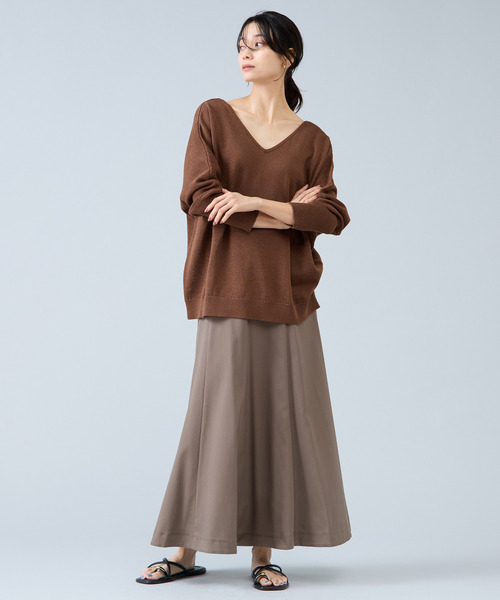 Liesse(リエス)の「パネルフレアスカート(スカート・レディース・ライトベージュ/カーキ・3/2)」の4枚目の写真