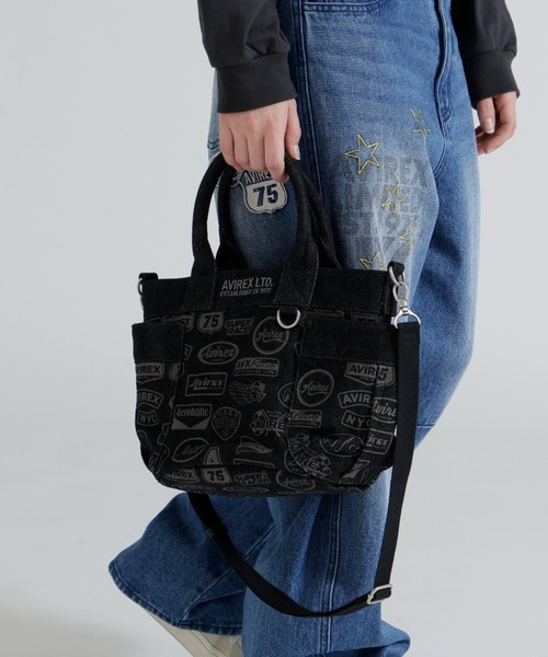 AVIREX（アヴィレックス）の「《直営店限定》DENIM PATTERN MINI TOTE BAG（トートバッグ・レディース・ブラック/ブルー系その他・F）」の2枚目の写真