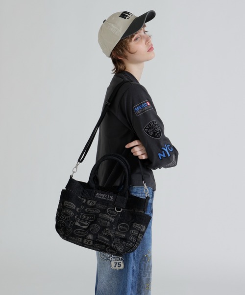AVIREX（アヴィレックス）の「《直営店限定》DENIM PATTERN MINI TOTE BAG（トートバッグ・レディース・ブラック/ブルー系その他・F）」の6枚目の写真