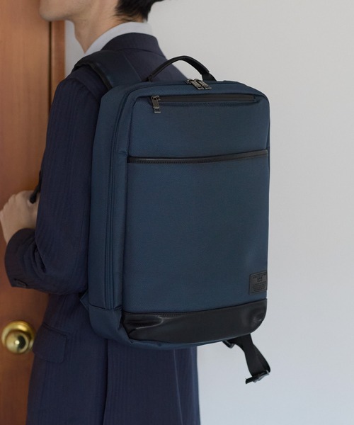 GUSCIO UOMO(グッシオ ウォーモ)の「【グッシオ ウォーモ】ビジネスリュック 軽量 通勤通学 革付属(ビジネスバッグ・メンズ・ブラック/ネイビー/ダークグレー・FREE)」の3枚目の写真