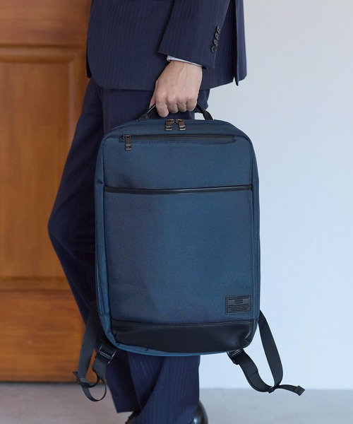 GUSCIO UOMO(グッシオ ウォーモ)の「【グッシオ ウォーモ】ビジネスリュック 軽量 通勤通学 革付属(ビジネスバッグ・メンズ・ブラック/ネイビー/ダークグレー・FREE)」の12枚目の写真