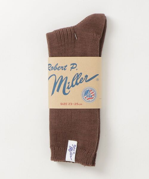 MILLER（ミラー）の「"02"≪Robert P. Miller≫ピスネーム パネルリブ クルーソックス（ソックス/靴下・レディース・ライトグリーン/オフホワイト/オレンジ/ネイビー/ライトイエロー/チェリーピンク/エメラルドブルー/ミント/スカイブルー/コーラルピンク/ダークネイビー/バーガンディー/ブラウン・23～25cm）」の3枚目の写真