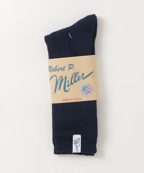 MILLER（ミラー）の「"02"≪Robert P. Miller≫ピスネーム パネルリブ クルーソックス（ソックス/靴下・レディース・ライトグリーン/オフホワイト/オレンジ/ネイビー/ライトイエロー/チェリーピンク/エメラルドブルー/ミント/スカイブルー/コーラルピンク/ダークネイビー/バーガンディー/ブラウン・23～25cm）」の9枚目の写真