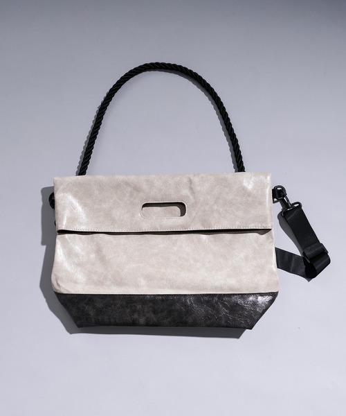 Ellno Loset(エルノロゼット)の「multi way shoulder bag(ショルダーバッグ・メンズ・グレー/ブラック/アイボリー・FREE)」の10枚目の写真