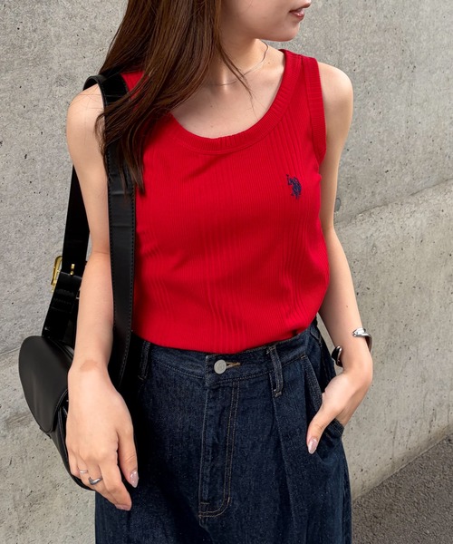U.S. POLO ASSN.（ユーエスポロアッスン）の「RANAN/solleim別注【U.S.POLO ASSN.】カップ付リブタンクトップ（タンクトップ・レディース・ブラック/チャコール/ホワイト/レッド・LL/S/M/L）」の4枚目の写真