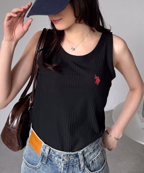 U.S. POLO ASSN.（ユーエスポロアッスン）の「RANAN/solleim別注【U.S.POLO ASSN.】カップ付リブタンクトップ（タンクトップ・レディース・ブラック/チャコール/ホワイト/レッド・LL/S/M/L）」の5枚目の写真