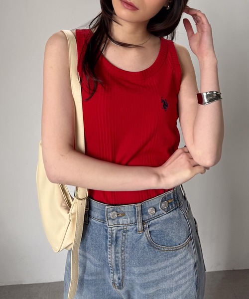 U.S. POLO ASSN.（ユーエスポロアッスン）の「RANAN/solleim別注【U.S.POLO ASSN.】カップ付リブタンクトップ（タンクトップ・レディース・ブラック/チャコール/ホワイト/レッド・LL/S/M/L）」の13枚目の写真