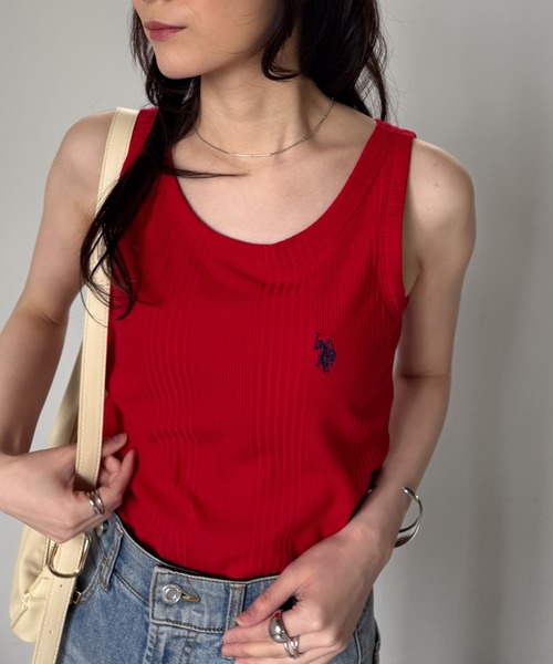 U.S. POLO ASSN.（ユーエスポロアッスン）の「RANAN/solleim別注【U.S.POLO ASSN.】カップ付リブタンクトップ（タンクトップ・レディース・ブラック/チャコール/ホワイト/レッド・LL/S/M/L）」の14枚目の写真
