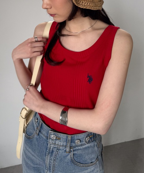 U.S. POLO ASSN.（ユーエスポロアッスン）の「RANAN/solleim別注【U.S.POLO ASSN.】カップ付リブタンクトップ（タンクトップ・レディース・ブラック/チャコール/ホワイト/レッド・LL/S/M/L）」の15枚目の写真