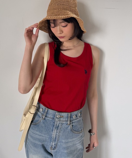 U.S. POLO ASSN.（ユーエスポロアッスン）の「RANAN/solleim別注【U.S.POLO ASSN.】カップ付リブタンクトップ（タンクトップ・レディース・ブラック/チャコール/ホワイト/レッド・LL/S/M/L）」の16枚目の写真