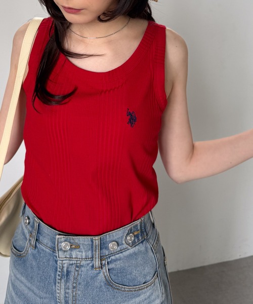 U.S. POLO ASSN.（ユーエスポロアッスン）の「RANAN/solleim別注【U.S.POLO ASSN.】カップ付リブタンクトップ（タンクトップ・レディース・ブラック/チャコール/ホワイト/レッド・LL/S/M/L）」の18枚目の写真