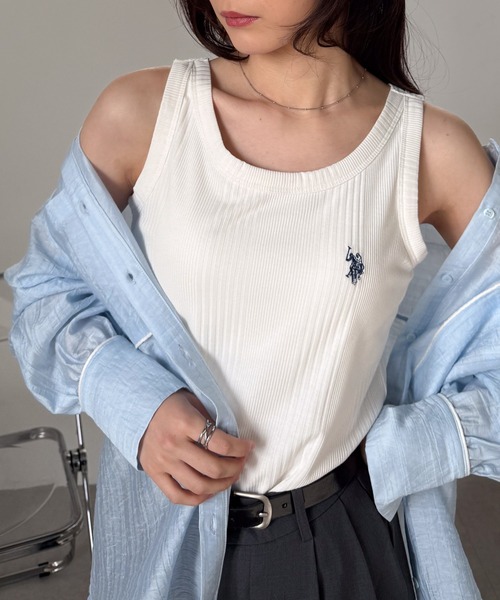 U.S. POLO ASSN.（ユーエスポロアッスン）の「RANAN/solleim別注【U.S.POLO ASSN.】カップ付リブタンクトップ（タンクトップ・レディース・ブラック/チャコール/ホワイト/レッド・LL/S/M/L）」の21枚目の写真