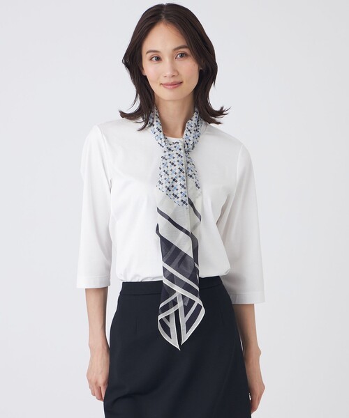 TRANS WORK(トランスワーク)の「【ウォッシャブル】アルビニプレミアムスムースカットソー(Tシャツ/カットソー・レディース・ホワイト/ブラック・38/40)」の1枚目の写真