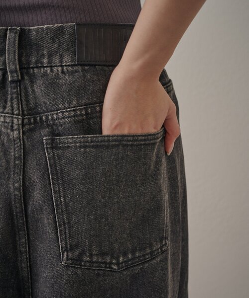 mline（エムライン）の「[mline]スウェット切り替えデニム（デニムパンツ・レディース・ベージュ/ブラック・1/2）」の9枚目の写真