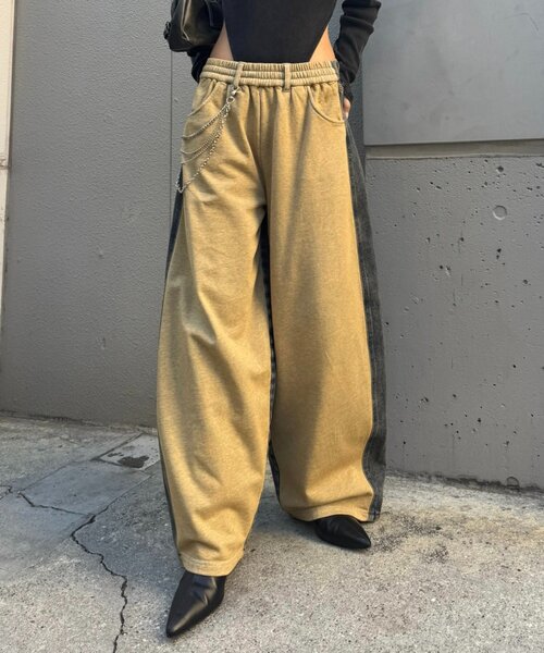 mline（エムライン）の「[mline]スウェット切り替えデニム（デニムパンツ・レディース・ベージュ/ブラック・1/2）」の15枚目の写真