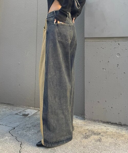 mline（エムライン）の「[mline]スウェット切り替えデニム（デニムパンツ・レディース・ベージュ/ブラック・1/2）」の16枚目の写真