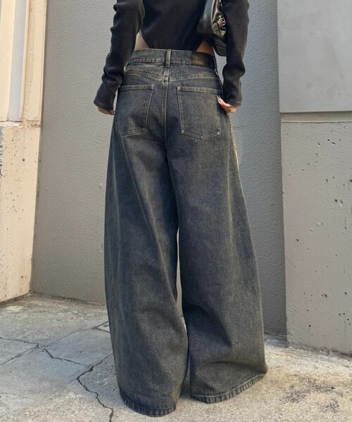 mline（エムライン）の「[mline]スウェット切り替えデニム（デニムパンツ・レディース・ベージュ/ブラック・1/2）」の17枚目の写真