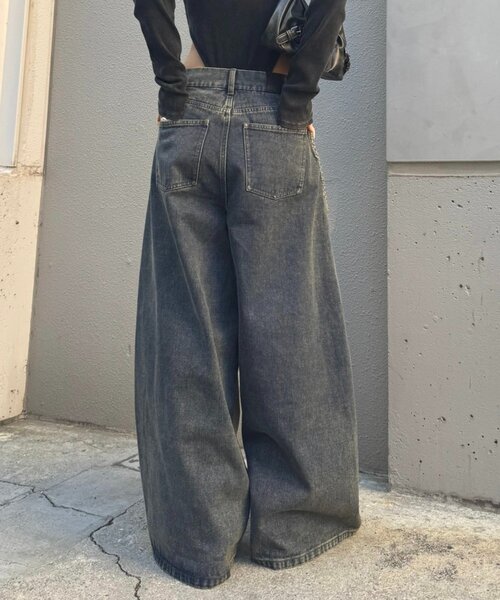 mline（エムライン）の「[mline]スウェット切り替えデニム（デニムパンツ・レディース・ベージュ/ブラック・1/2）」の18枚目の写真