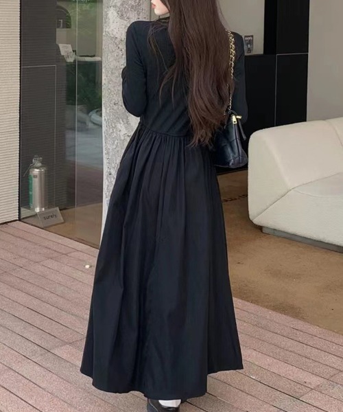 SallyLunn(サリーラン)の「ハーフジップ切替フレアワンピース(ワンピース・レディース・ブラック・LARGE/MEDIUM)」の3枚目の写真