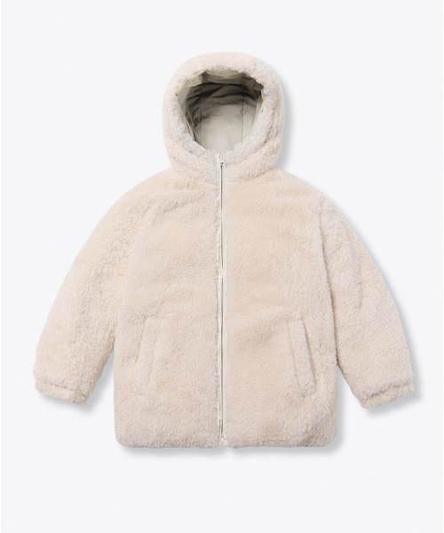 MUSINSA STANDARD KIDS（ムシンサスタンダードキッズ）の「デイリープファーリバーシブルフリースフーデッドパディングジャケット[クリーム/クリーム]（ブルゾン・レディース・その他・100/110/120/130/140/150/160）」の4枚目の写真