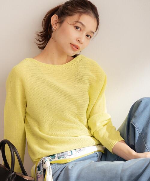 UNTITLED（アンタイトル）の「ドライタッチボートネックニット（ニット/セーター・レディース・ホワイト/ライトブルー/チャコールグレー/ベージュ/ブルーグリーン/イエロー系その他/ネイビー・48/00/02/04/44）」の7枚目の写真