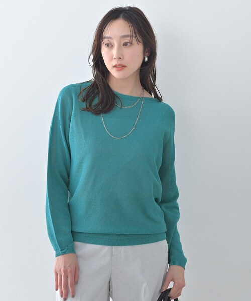 UNTITLED（アンタイトル）の「ドライタッチボートネックニット（ニット/セーター・レディース・ホワイト/ライトブルー/チャコールグレー/ベージュ/ブルーグリーン/イエロー系その他/ネイビー・48/00/02/04/44）」の6枚目の写真