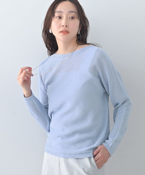 UNTITLED（アンタイトル）の「ドライタッチボートネックニット（ニット/セーター・レディース・ホワイト/ライトブルー/チャコールグレー/ベージュ/ブルーグリーン/イエロー系その他/ネイビー・48/00/02/04/44）」の4枚目の写真