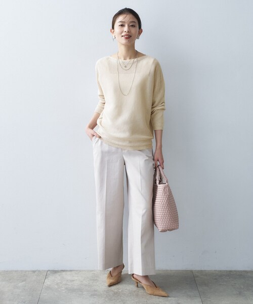 UNTITLED（アンタイトル）の「ドライタッチボートネックニット（ニット/セーター・レディース・ホワイト/ライトブルー/チャコールグレー/ベージュ/ブルーグリーン/イエロー系その他/ネイビー・48/00/02/04/44）」の20枚目の写真