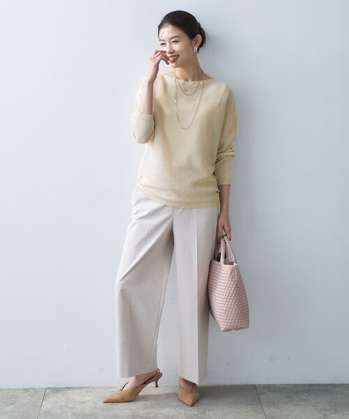 UNTITLED（アンタイトル）の「ドライタッチボートネックニット（ニット/セーター・レディース・ホワイト/ライトブルー/チャコールグレー/ベージュ/ブルーグリーン/イエロー系その他/ネイビー・48/00/02/04/44）」の21枚目の写真