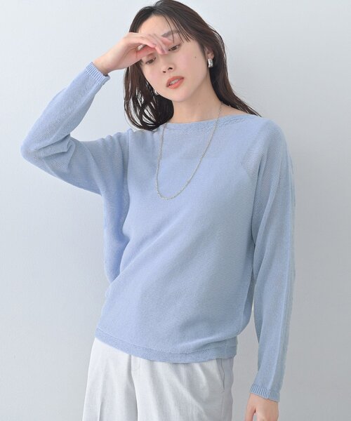 UNTITLED（アンタイトル）の「ドライタッチボートネックニット（ニット/セーター・レディース・ホワイト/ライトブルー/チャコールグレー/ベージュ/ブルーグリーン/イエロー系その他/ネイビー・48/00/02/04/44）」の15枚目の写真