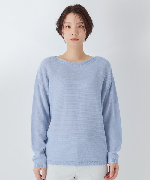 UNTITLED（アンタイトル）の「ドライタッチボートネックニット（ニット/セーター・レディース・ホワイト/ライトブルー/チャコールグレー/ベージュ/ブルーグリーン/イエロー系その他/ネイビー・48/00/02/04/44）」の8枚目の写真