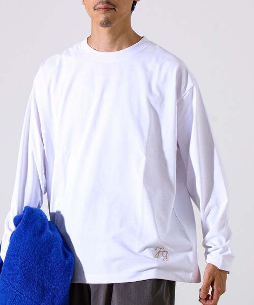 GLOSTER(グロスター)の「【MARUDE COTTON】ロープ刺繍T ロングスリーブ(Tシャツ/カットソー・メンズ・ダークネイビー/ホワイト/パープル/ブラック・S/M/L)」の2枚目の写真