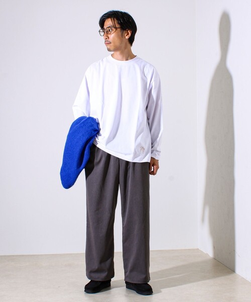 GLOSTER(グロスター)の「【MARUDE COTTON】ロープ刺繍T ロングスリーブ(Tシャツ/カットソー・メンズ・ダークネイビー/ホワイト/パープル/ブラック・S/M/L)」の5枚目の写真