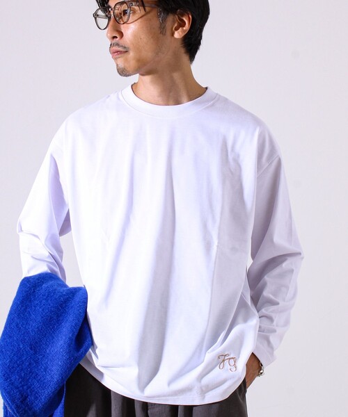 GLOSTER(グロスター)の「【MARUDE COTTON】ロープ刺繍T ロングスリーブ(Tシャツ/カットソー・メンズ・ダークネイビー/ホワイト/パープル/ブラック・S/M/L)」の6枚目の写真