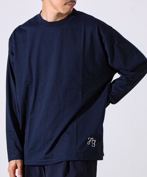 GLOSTER(グロスター)の「【MARUDE COTTON】ロープ刺繍T ロングスリーブ(Tシャツ/カットソー・メンズ・ダークネイビー/ホワイト/パープル/ブラック・S/M/L)」の13枚目の写真