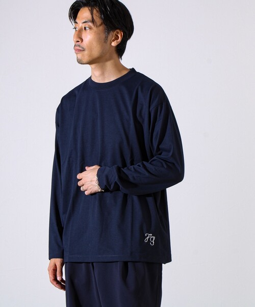 GLOSTER(グロスター)の「【MARUDE COTTON】ロープ刺繍T ロングスリーブ(Tシャツ/カットソー・メンズ・ダークネイビー/ホワイト/パープル/ブラック・S/M/L)」の14枚目の写真