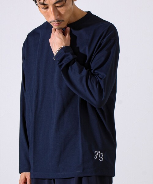 GLOSTER(グロスター)の「【MARUDE COTTON】ロープ刺繍T ロングスリーブ(Tシャツ/カットソー・メンズ・ダークネイビー/ホワイト/パープル/ブラック・S/M/L)」の15枚目の写真