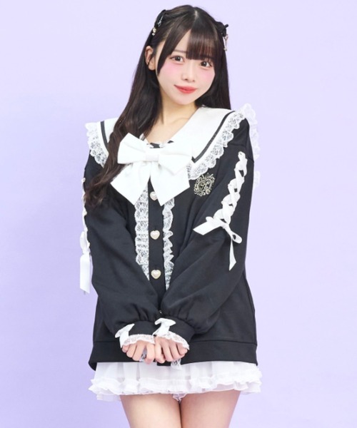 Secret Honey(シークレットハニー)の「セーラーカーディガン(Tシャツ/カットソー・レディース・ブラック/ピンク/オフホワイト・FREE)」の1枚目の写真
